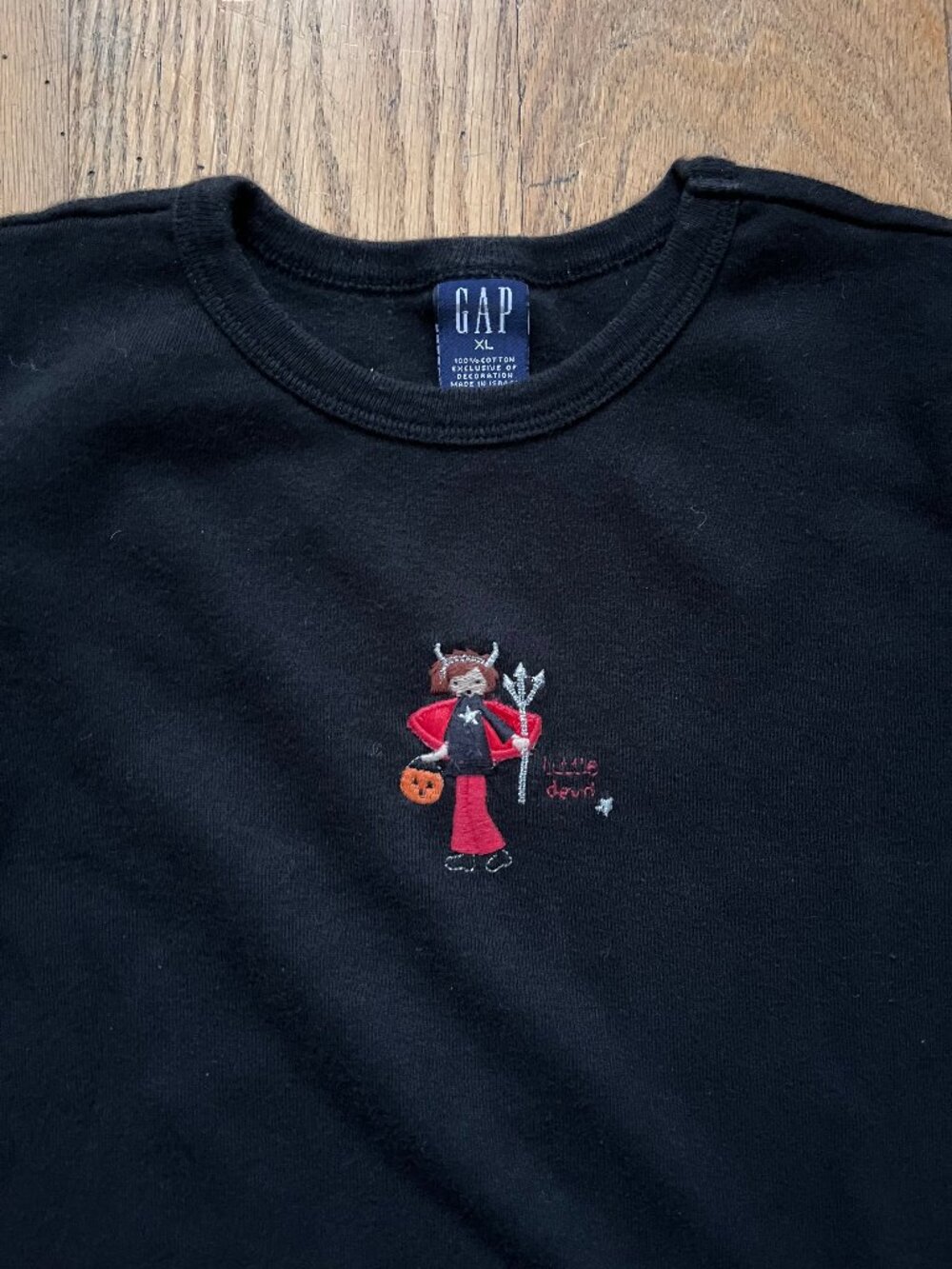 Child's GAP Black Long Sleeve Halloween Little Devil T-Shirt Size 10-12